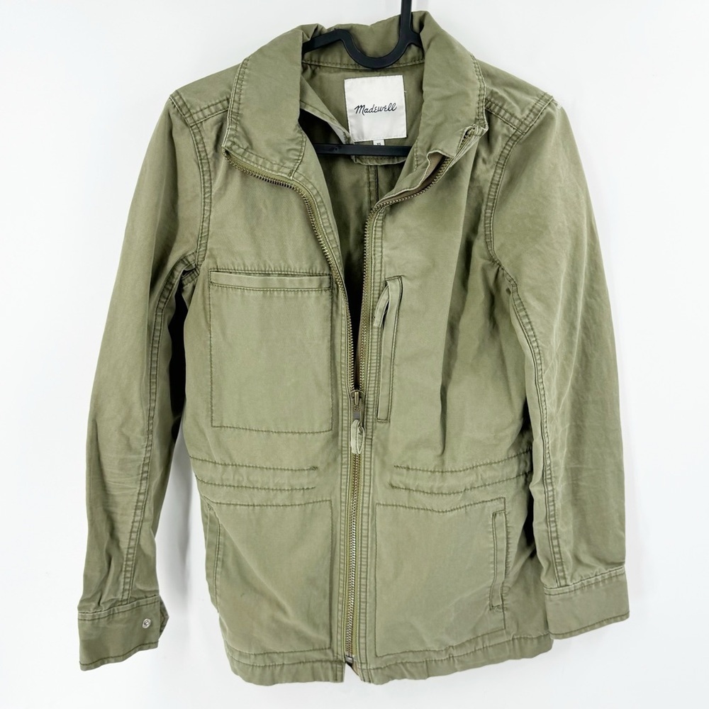 ✅‎ Madewell Fleet Utility Military Jacket Women X-SMALL Full Zip Green POCKETS